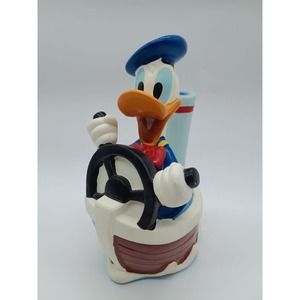 Vinyl Donald Duck Coin Bank, in Boat, Just Toys 1994, Walt Disney Piggy Bank